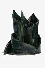 CERAMIC TRIPLE CANDLESTICK HOLDER | FOREST GLAZE