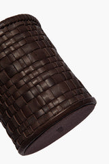 ROWE WOVEN LEATHER CANDLE | ESPRESSO